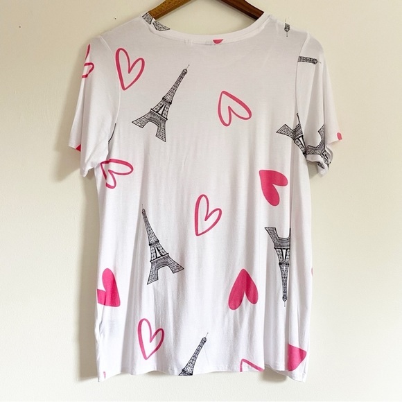 NWT Kiss & Fly Heart Eiffel Tower Printed Top Size Small - Picture 3 of 4